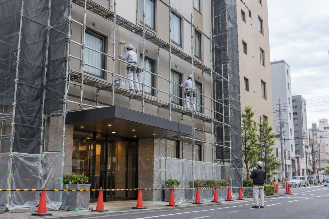ホテル外壁の塗装工事