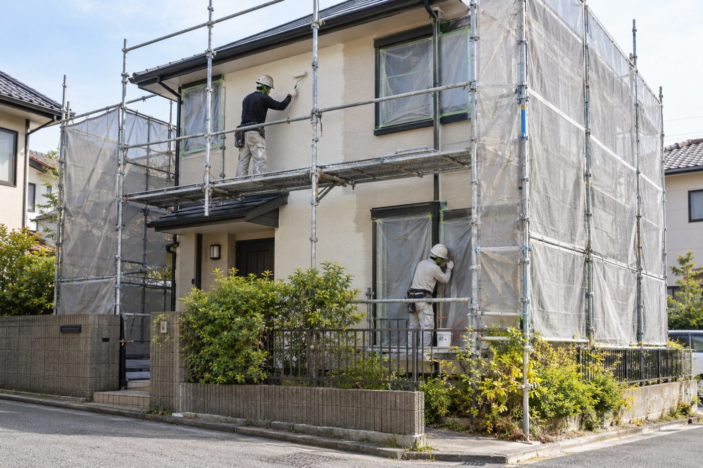 住宅の外壁塗装の足場
