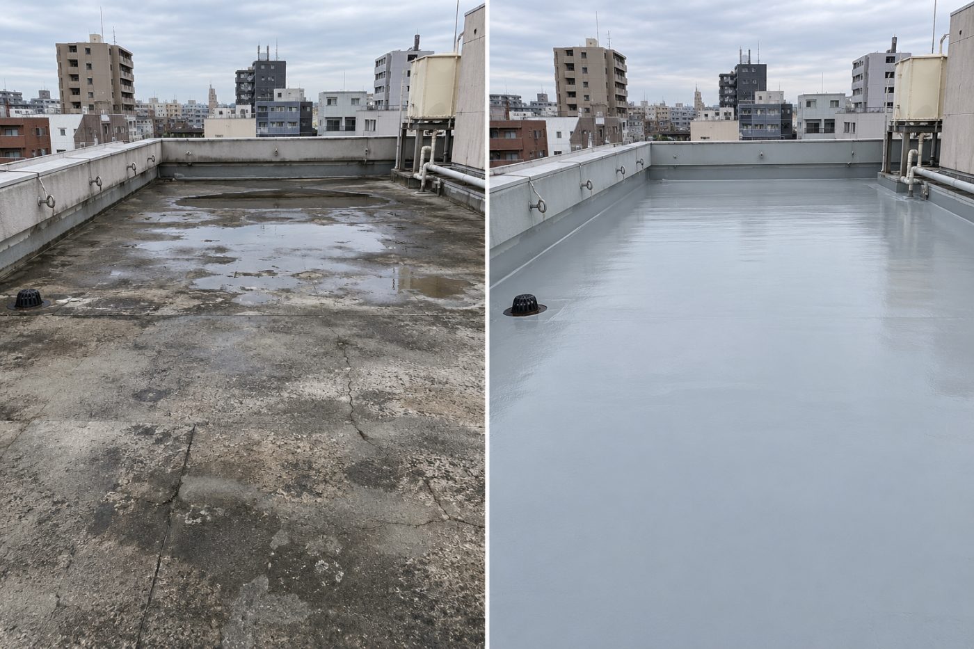 屋上防水 施工前・施工後